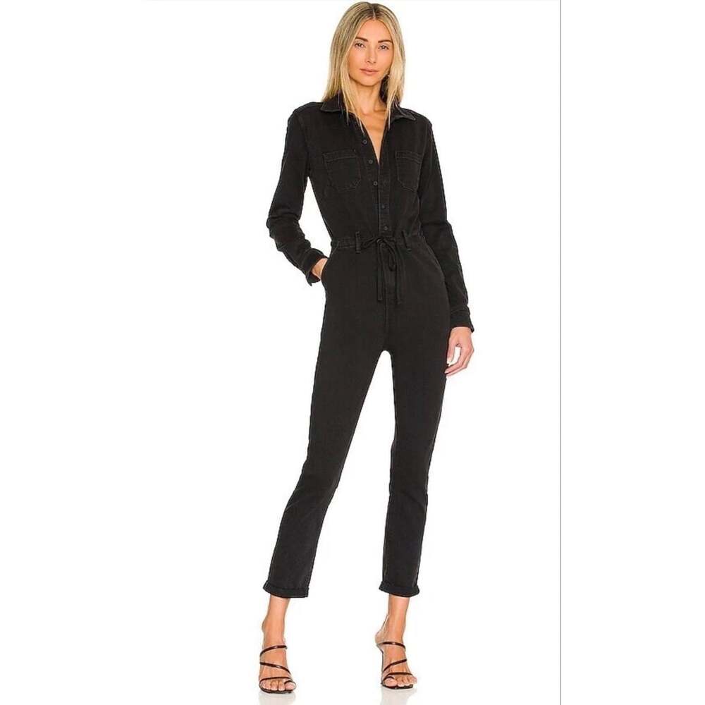 NWT PAIGE Christy Long Sleeve Jumpsuit Women’s 6 Dreamy Black $259 Revolve